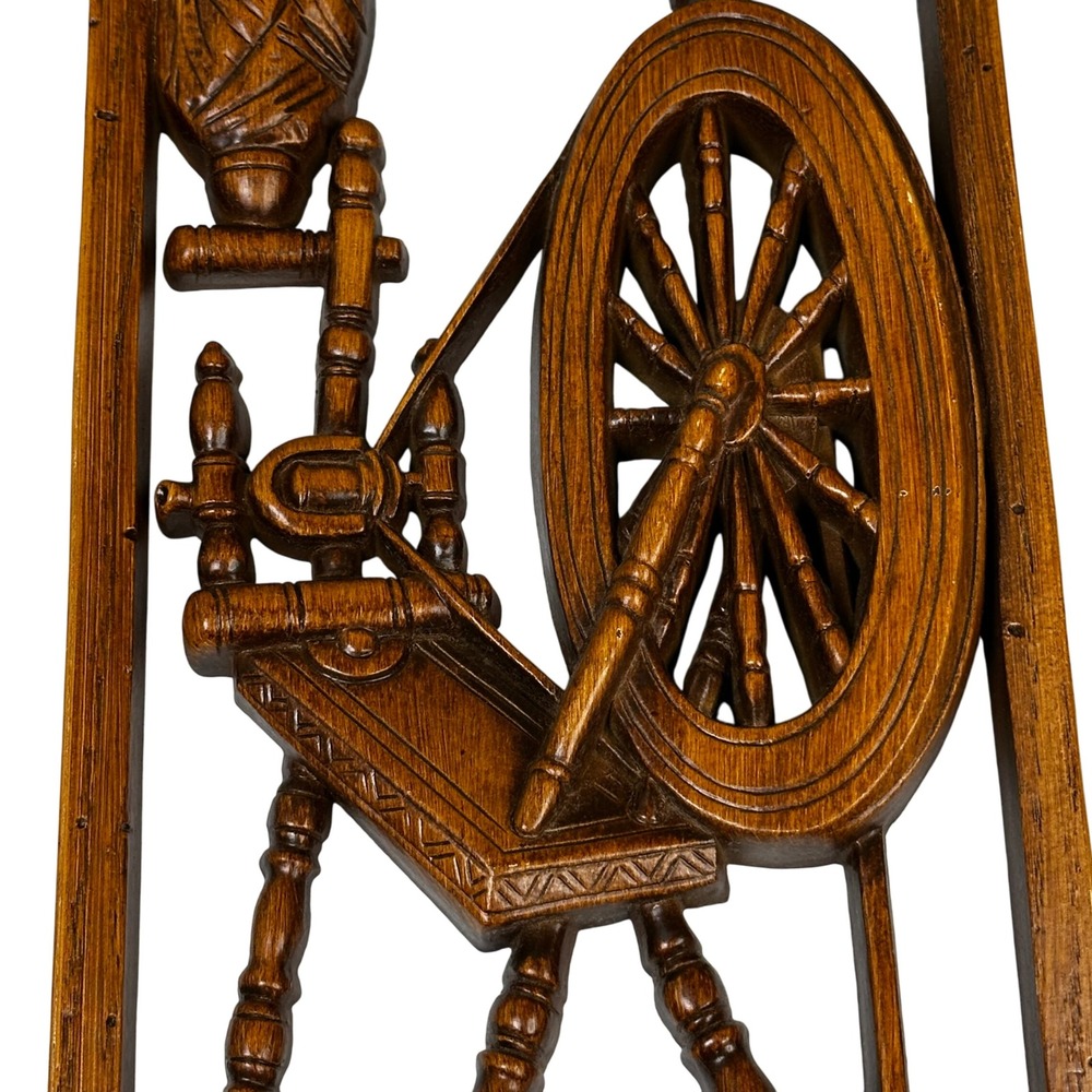 Vintage‎ Durwood Products USA Wood Carving Spinning Wheel Wall Art Decor - Picture 3 of 8